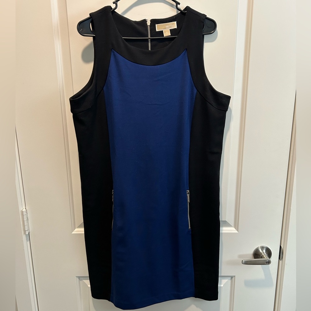 Michael Kors Black and Blue Knee Length Dress